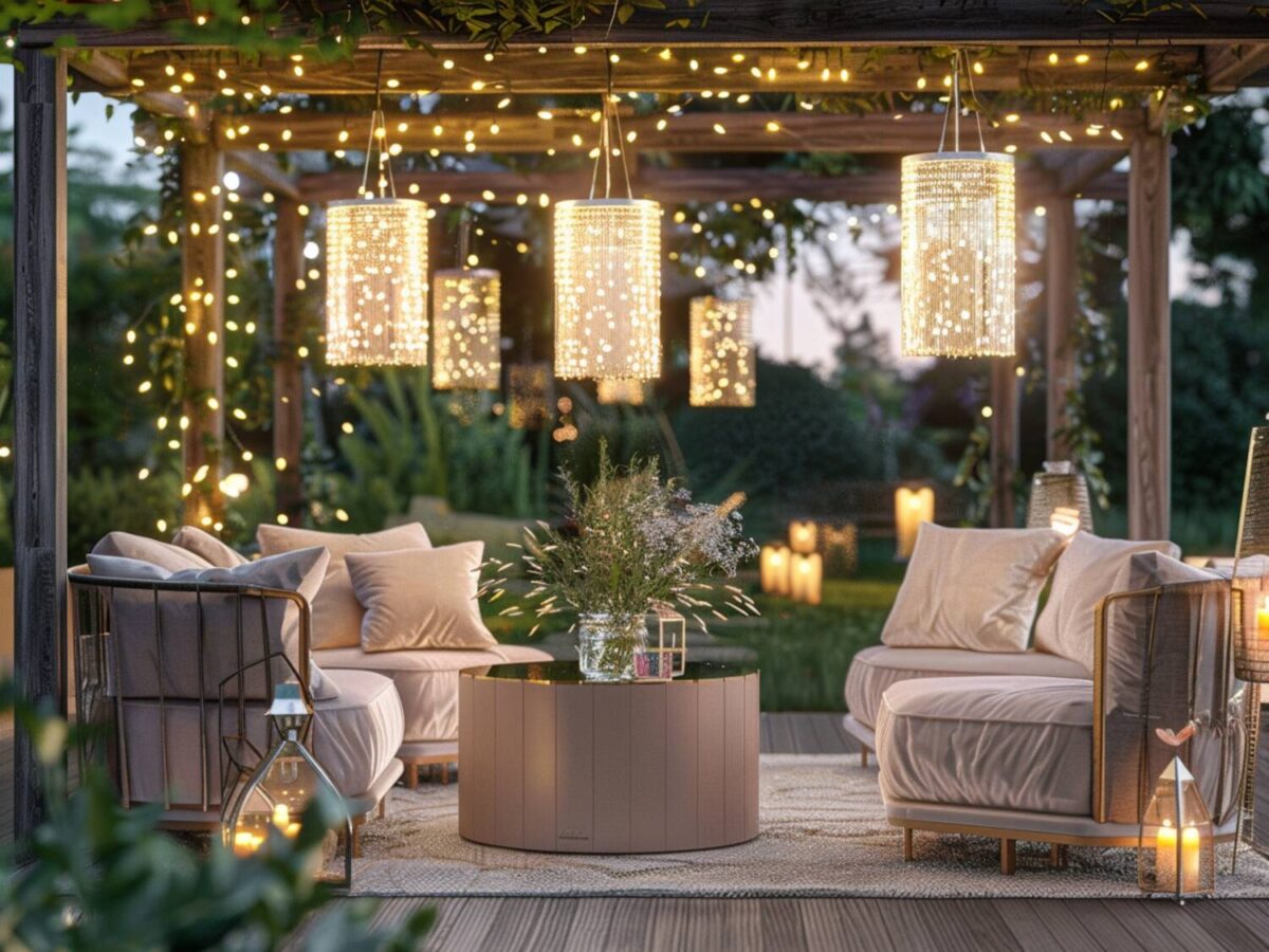 Jak urządzić taras w stylu glamour z oświetleniem LED w ciepłych odcieniach