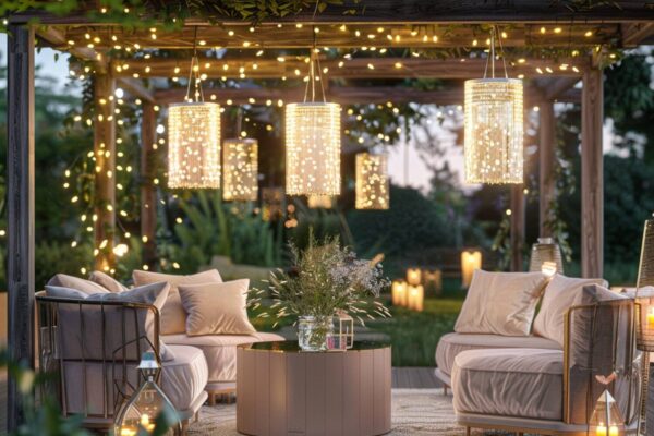 Jak urządzić taras w stylu glamour z oświetleniem LED w ciepłych odcieniach