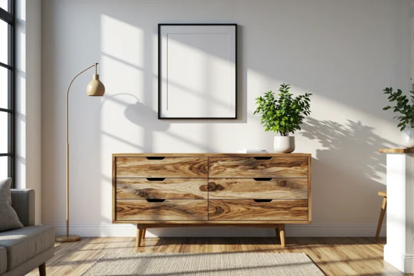 Skandynawska komoda z litego drewna z sześcioma szufladami