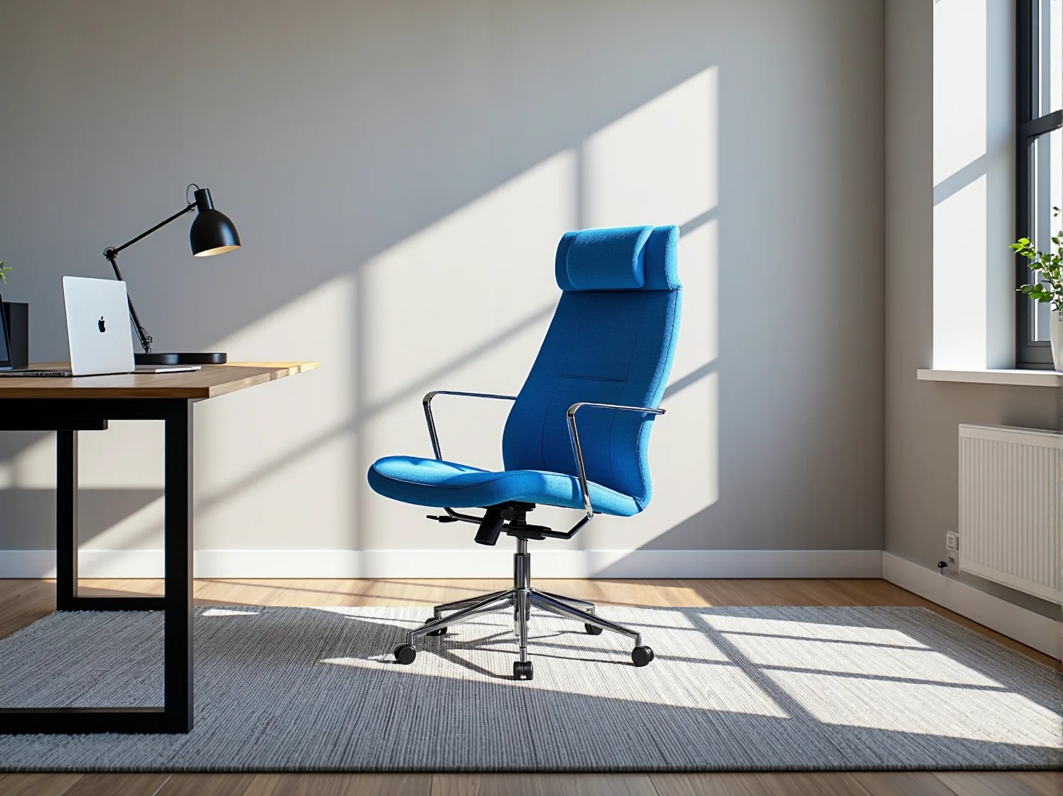 Zbliżenie na regulowane podparcie lędźwiowe w nowoczesnym krześle biurowym – kluczowa funkcja zdrowotna dla pleców.