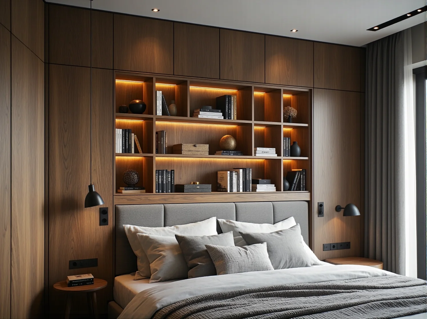 Łóżko z wbudowanymi szufladami jako mebel wielofunkcyjny, idealny do przechowywania w małej sypialni.