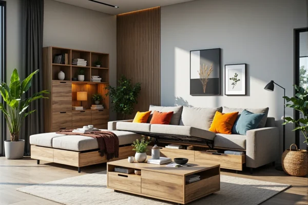 Narożnik z funkcją przechowywania dąb craft z szufladami