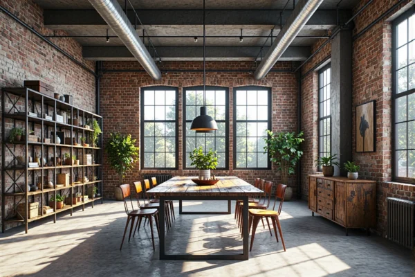 Industrialny stół z odzyskanego drewna na metalowych nogach