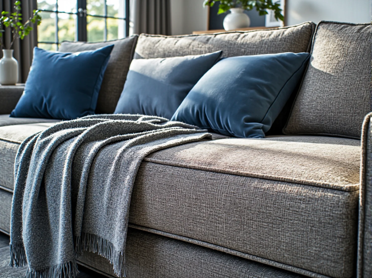 Praktyczny narożnik z funkcją spania idealny do salonu z aneksem, zapewniający dodatkowe miejsce dla gości.