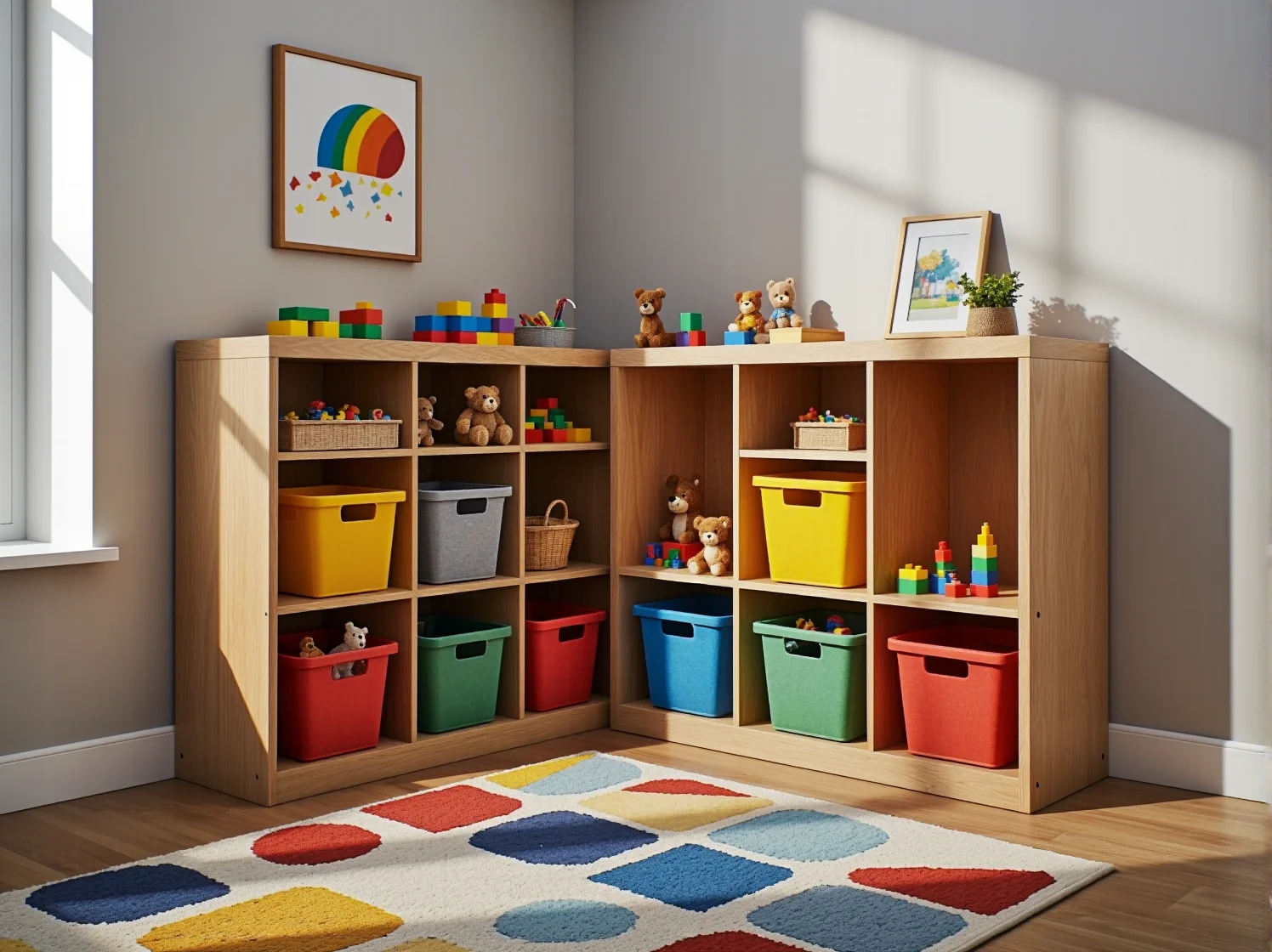 Stabilna komoda dziecięca przymocowana do ściany, co ilustruje kluczową cechę bezpiecznych mebli w pokoju malucha.