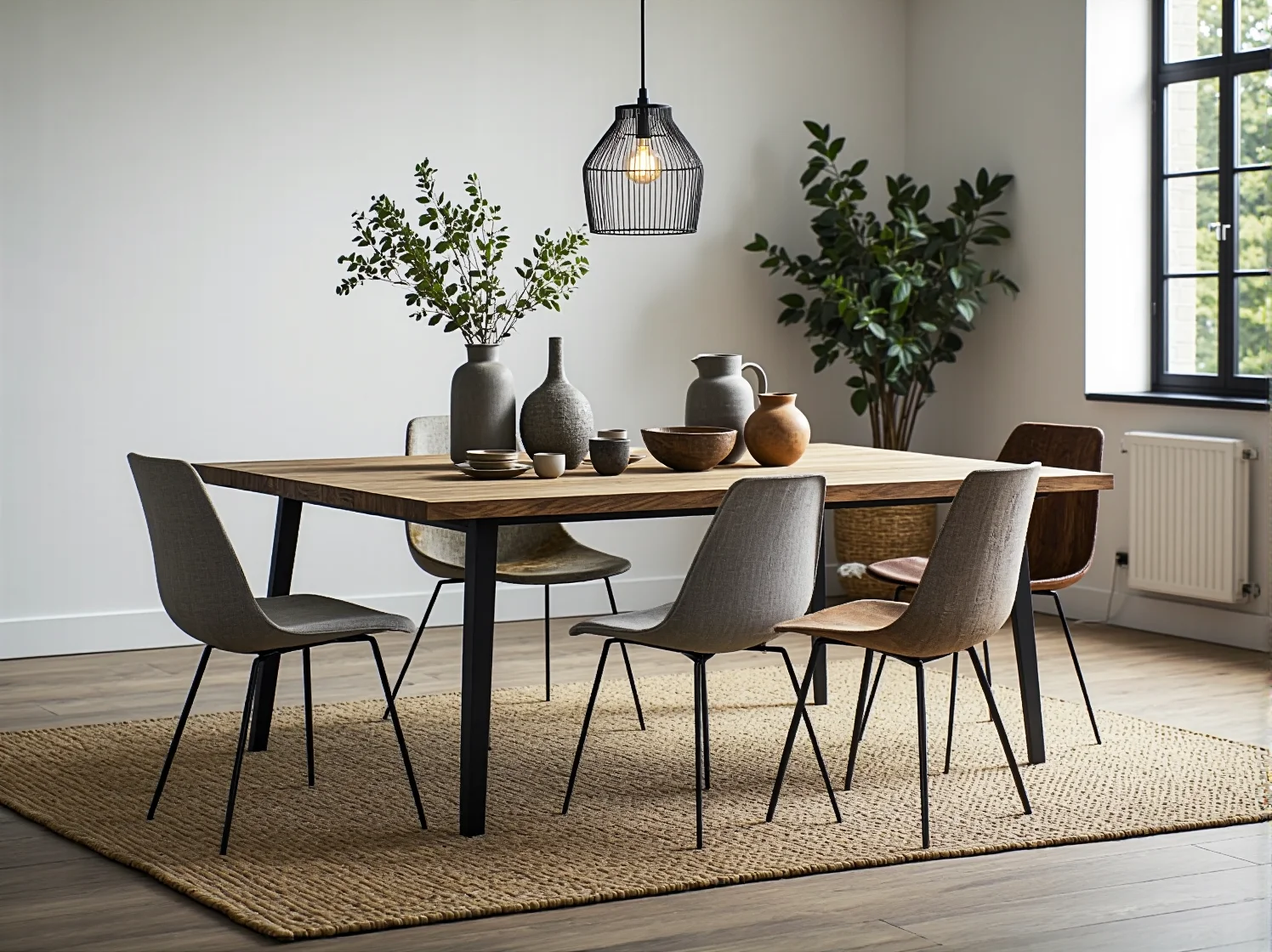 Salon w stylu industrialnym z elementami Art Deco. Złote lampy i aksamitna sofa na tle betonowej ściany.