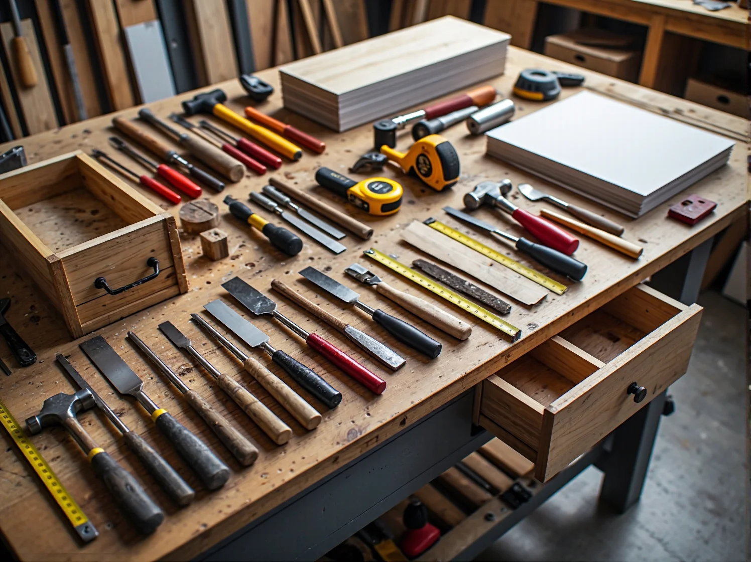 Mężczyzna w trakcie szlifowania starego drewnianego krzesła przy użyciu szlifierki oscylacyjnej.