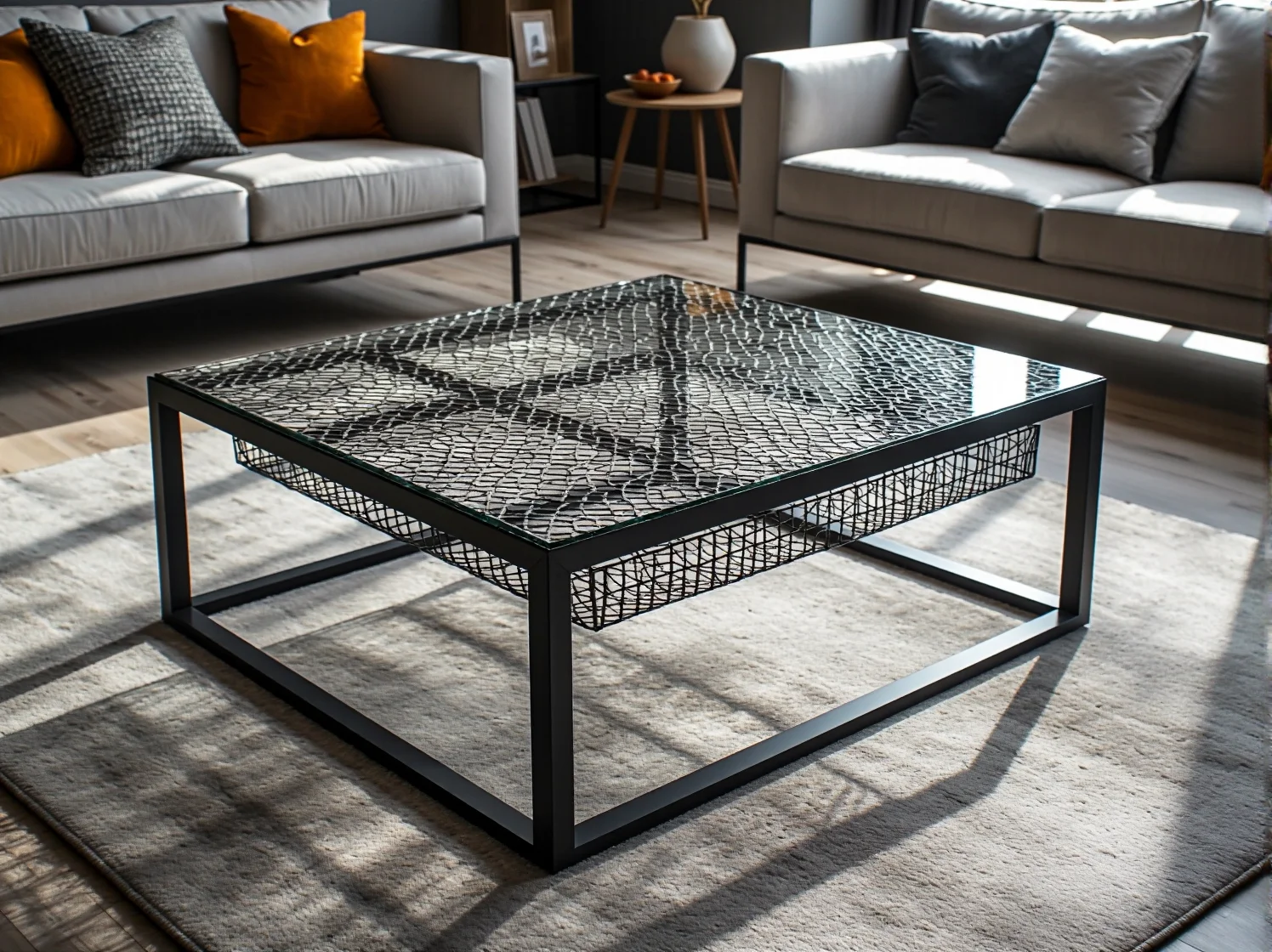 Kolorowy stół kawowy zrobiony z drewna starych łodzi. Mebel z recyklingu z duszą do nowoczesnego wnętrza.