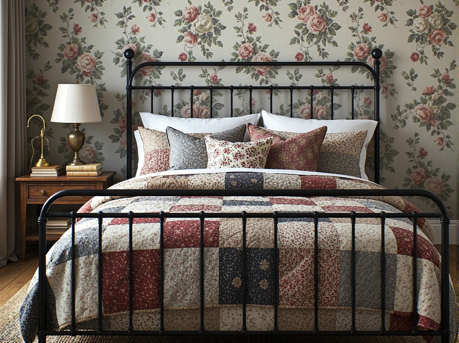 Przytulny kącik do czytania z fotelem vintage, lampą i książkami, tworzący atmosferę pełną ciepła.