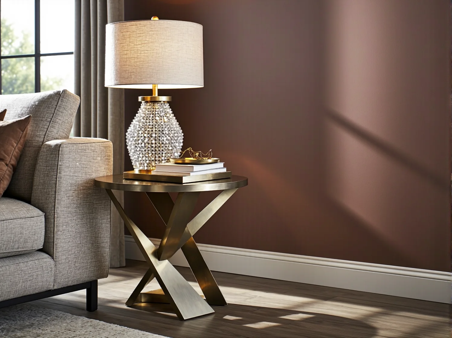 Jak wydzielić strefy w open space? Ażurowy regał oddzielający jadalnię od salonu w aranżacji glamour.