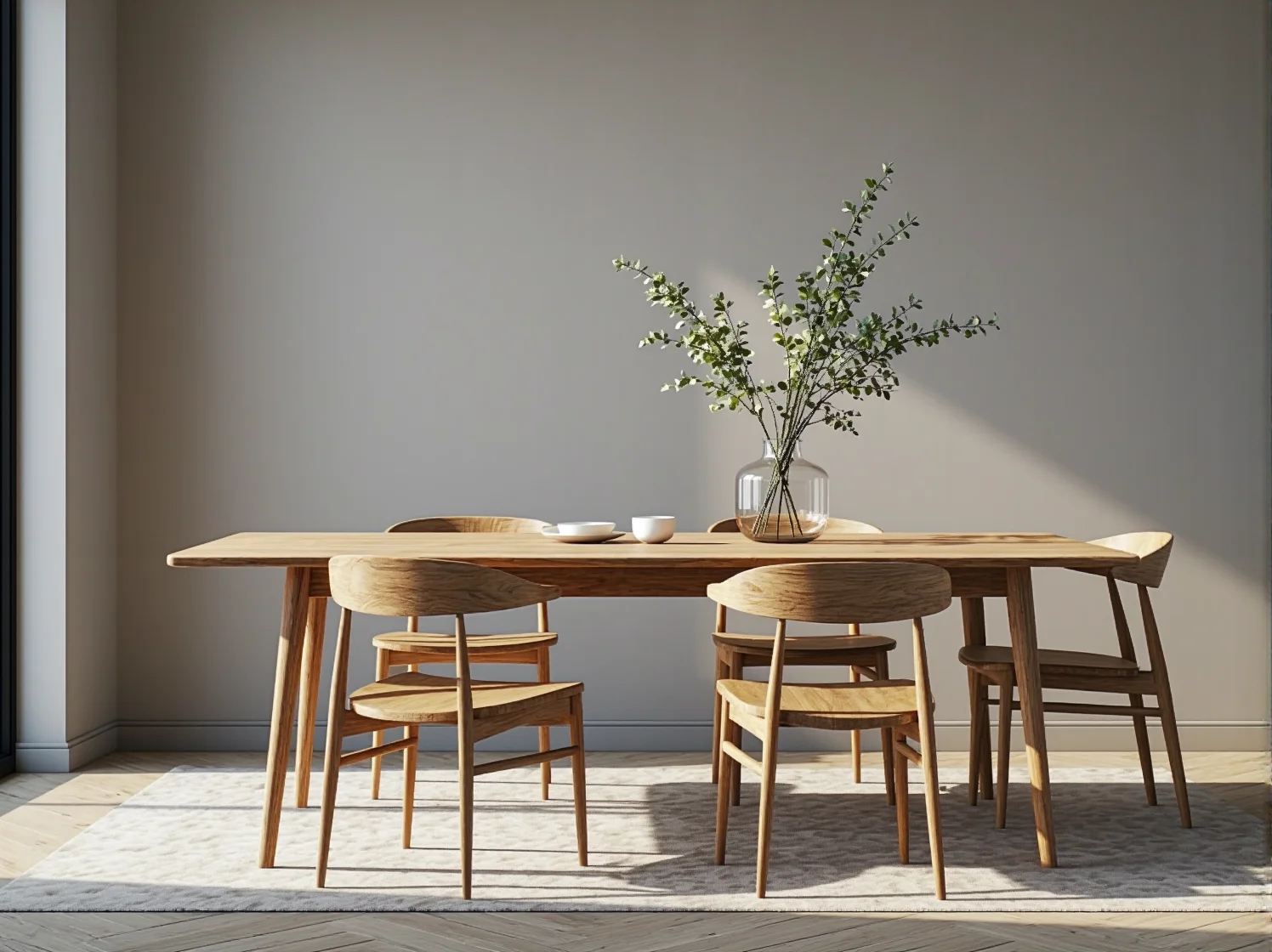 Rodzina siedząca przy stole na wygodnych krzesłach skandynawskich, dowód ich funkcjonalności.