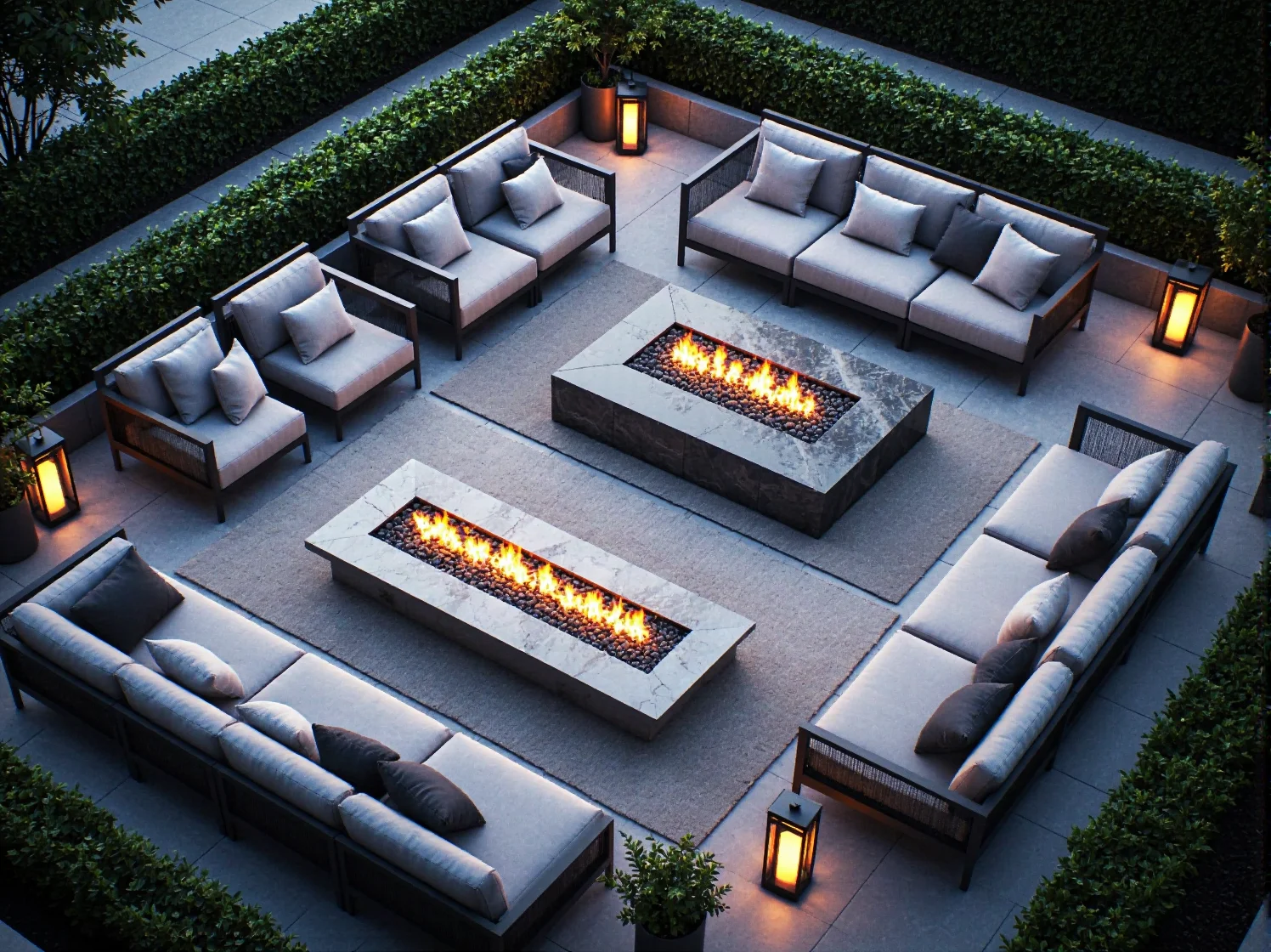 Złote donice, miękkie poduszki i lśniące dodatki – detale, które podkreślają luksusowy charakter tarasu glamour.